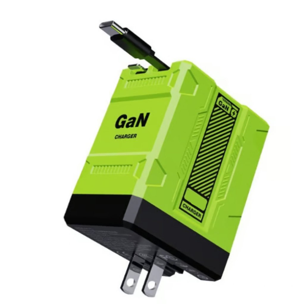 2-in-1 GaN PD3.0  Charger with Retractable Cables(Plug specifications: US standard plug)