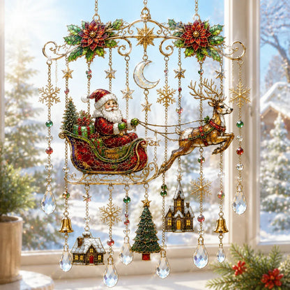 49% OFF – 🎄Handmade Christmas Stained Glass Window Hanging | Tempered Stained Glass, K9 Crystal Drops & Ready-to-Hang Holiday Decor ✨