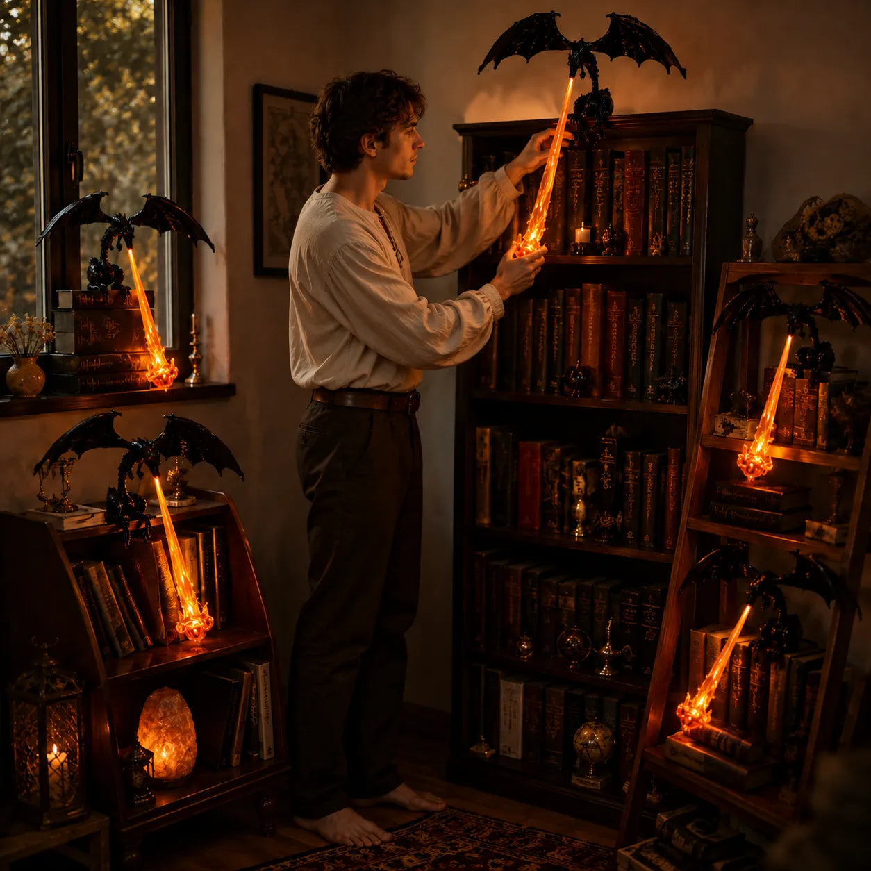 Dark Aesthetic Dragon Bookshelf Ornament for Home Study Scene