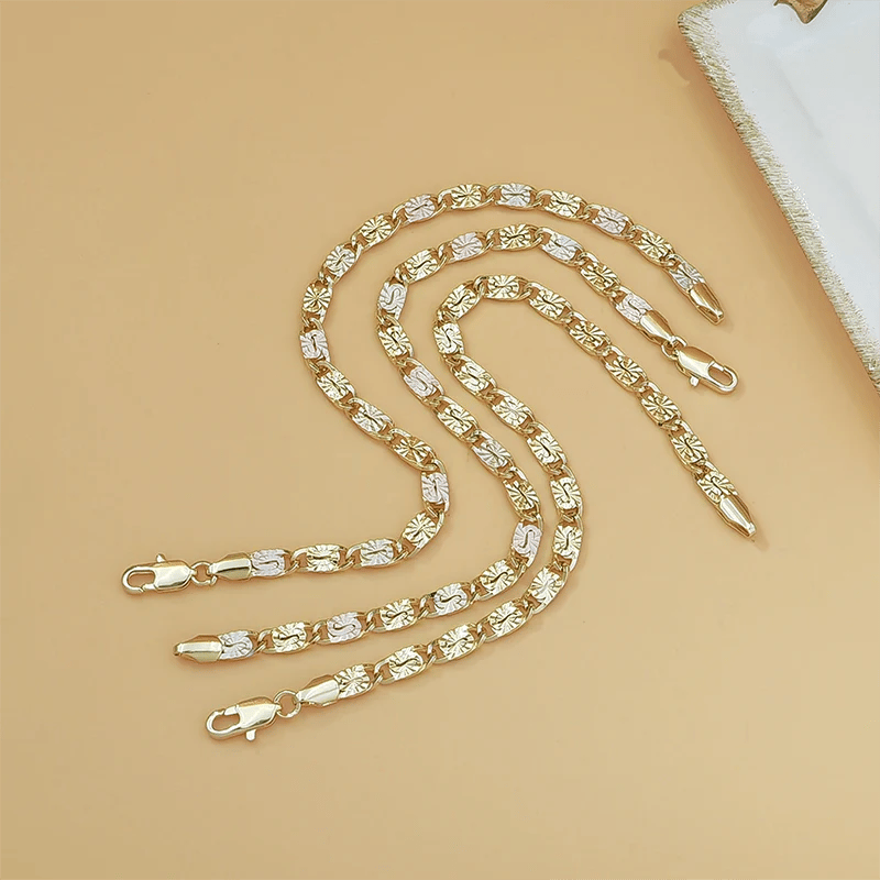 💎 Unisex Tri-Color Link Bracelet – Gold/Rose/Silver, Faceted Cut, Lobster Clasp 🖤