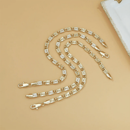 💎 Unisex Tri-Color Link Bracelet – Gold/Rose/Silver, Faceted Cut, Lobster Clasp 🖤