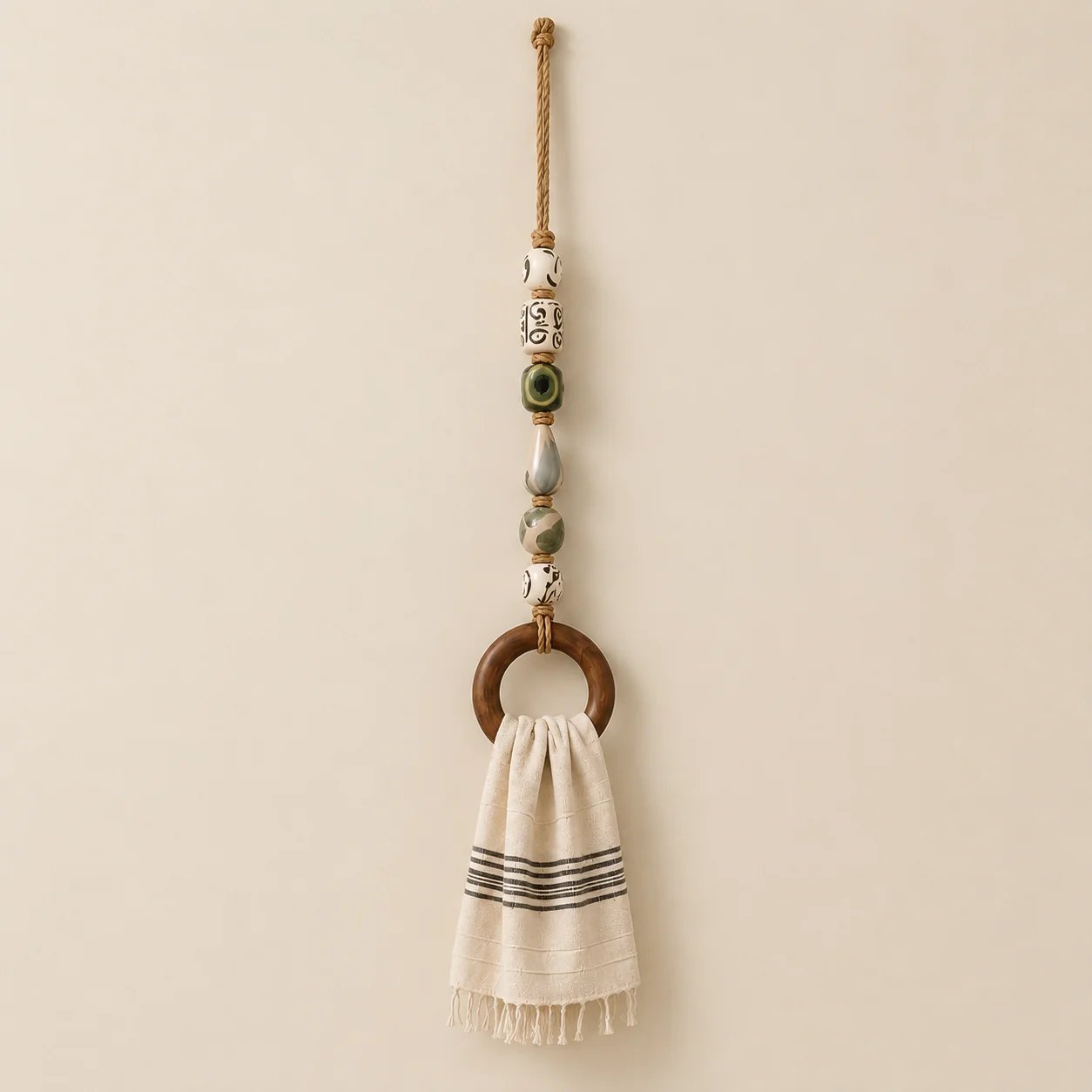 ✨Decorative Beaded Towel Hanger with Wooden Ring(📦Buy 2 Free Shipping)