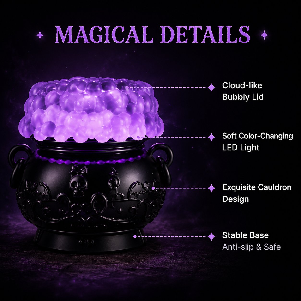 🔥Last Day 49% OFF - 👻✨Light-up Color-changing Cauldron Waterglobe 3-Wick Candle Holder