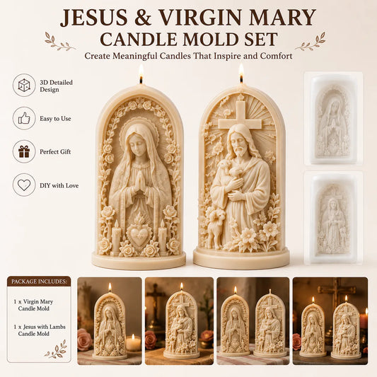 ⏳49% OFF – ✝️ Good Shepherd Jesus 3D Candle Mold Set