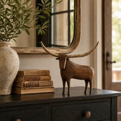 Vintage Longhorn Bull Sculpture