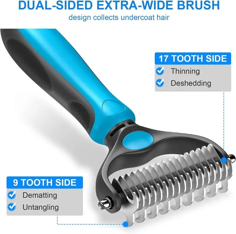 🐾 Double-Sided Deshedding Pet Brush – Dual-Sided, Ergonomic & Gentle for Dogs & Cats 🐶