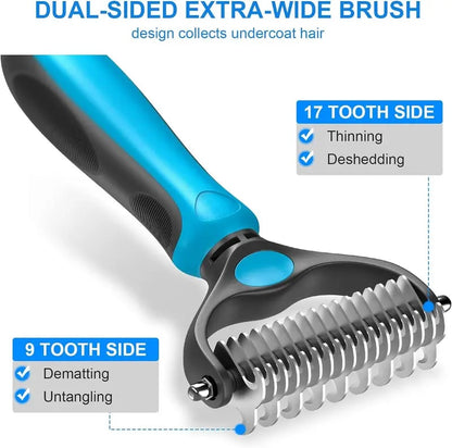 🐾 Double-Sided Deshedding Pet Brush – Dual-Sided, Ergonomic & Gentle for Dogs & Cats 🐶