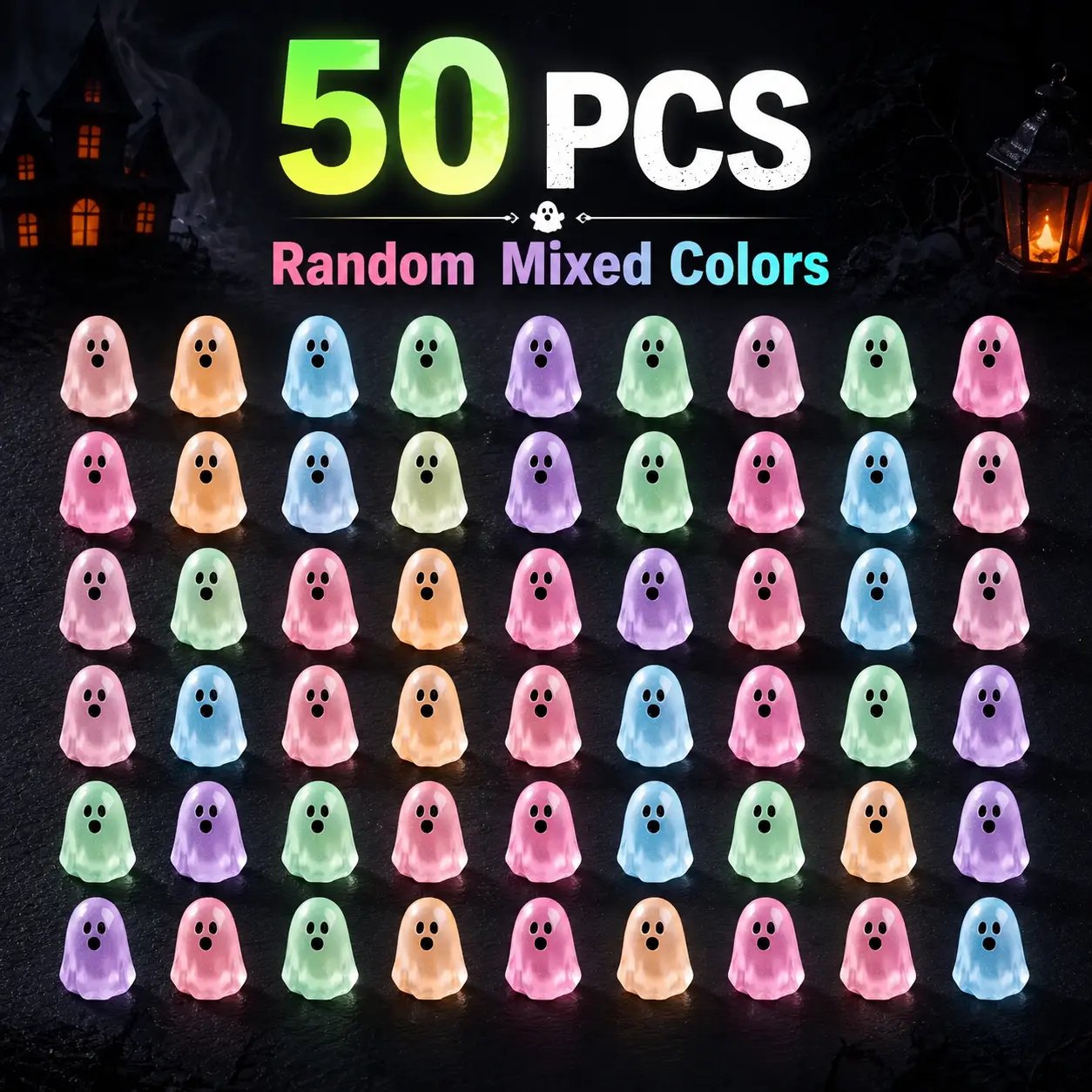 Glow In Dark Cute Ghost Resin Bead Set