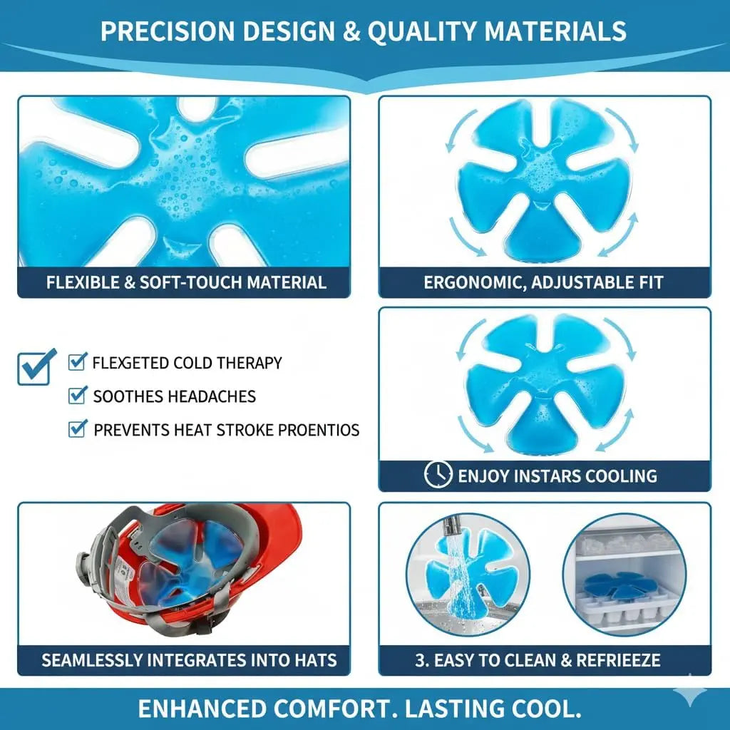 Reusable Cooling Gel Ice Packs for Hard Hats & Sun Hats
