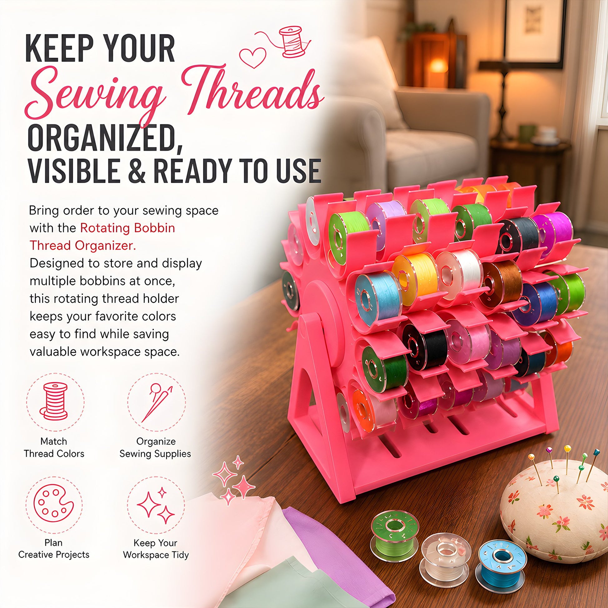🔥Last Day 60% OFF✨ - 🧵Rotating Bobbin Thread Organizer