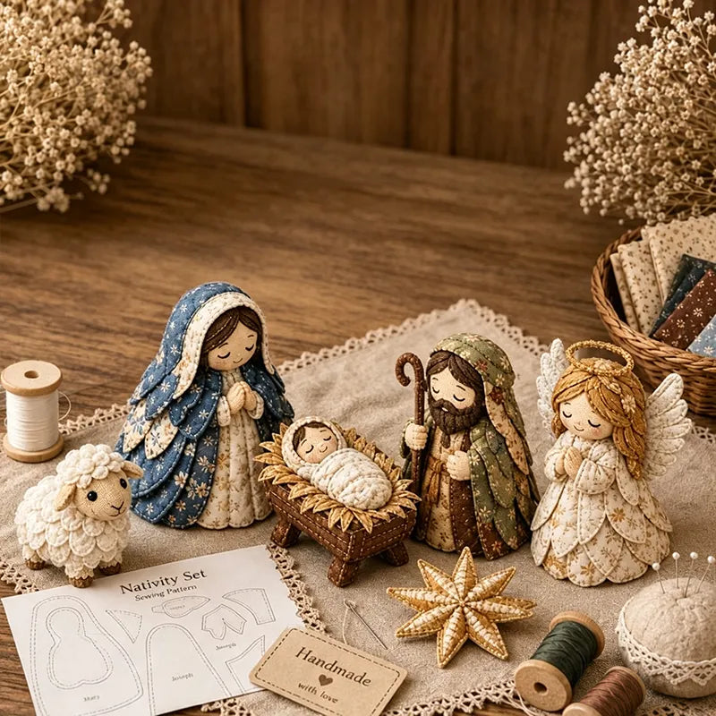 ✨ DIY Patchwork Nativity Scene Sewing Kit
