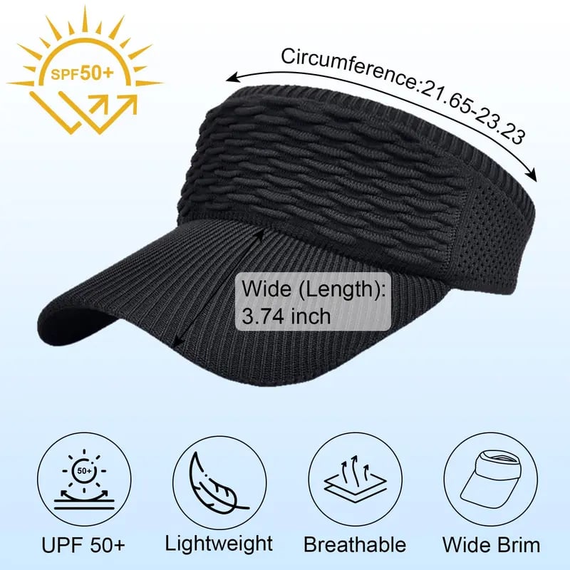 👒 Women's High Ponytail Sun Visor Hat – Breathable Open-Top UV Protection Cap for Running, Beach & Travel