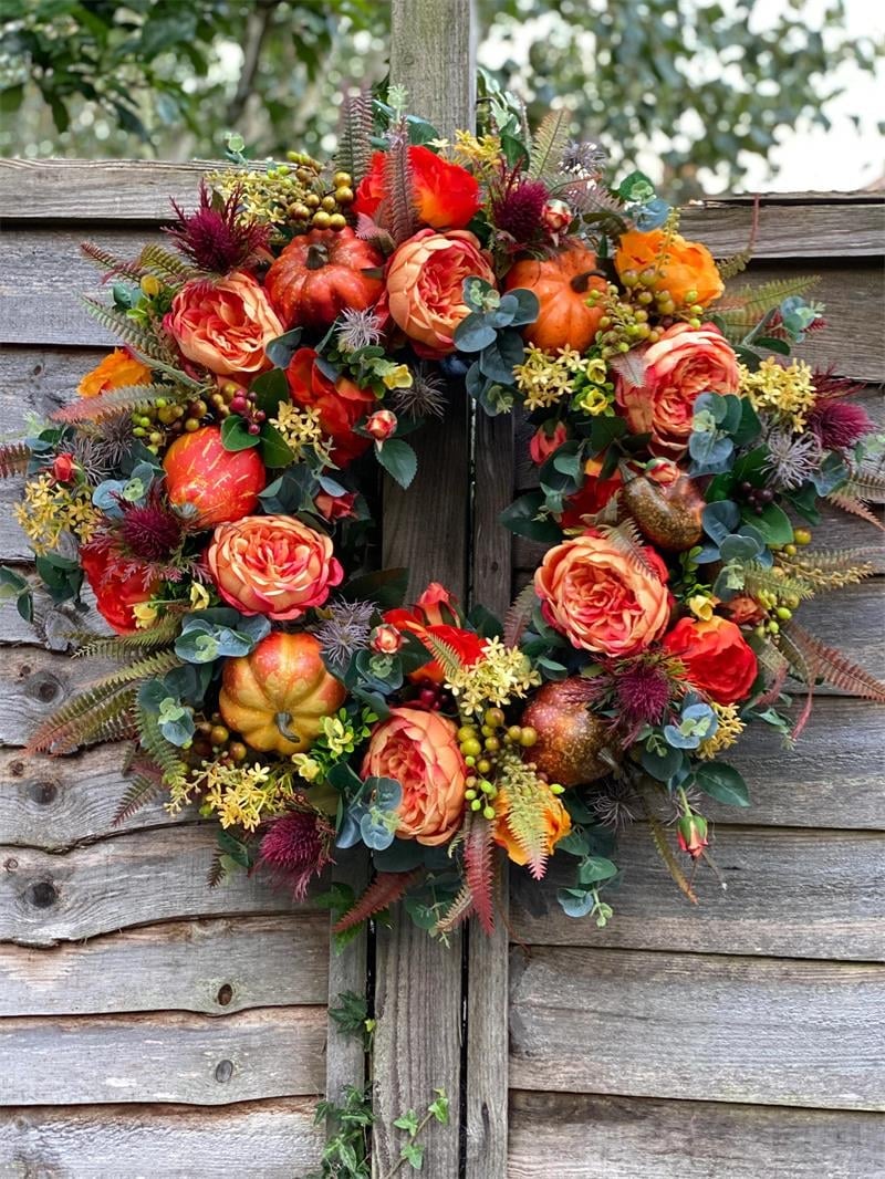 🔥Last Day 49% OFF💖 Handmade Fall Peony And Pumpkin Wreath - Year Round Wreath