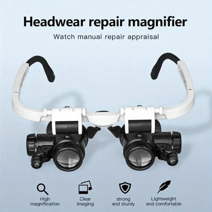 🎁👓8X 15x 23x Head Wearing Magnifying Glass with LED Light Headband