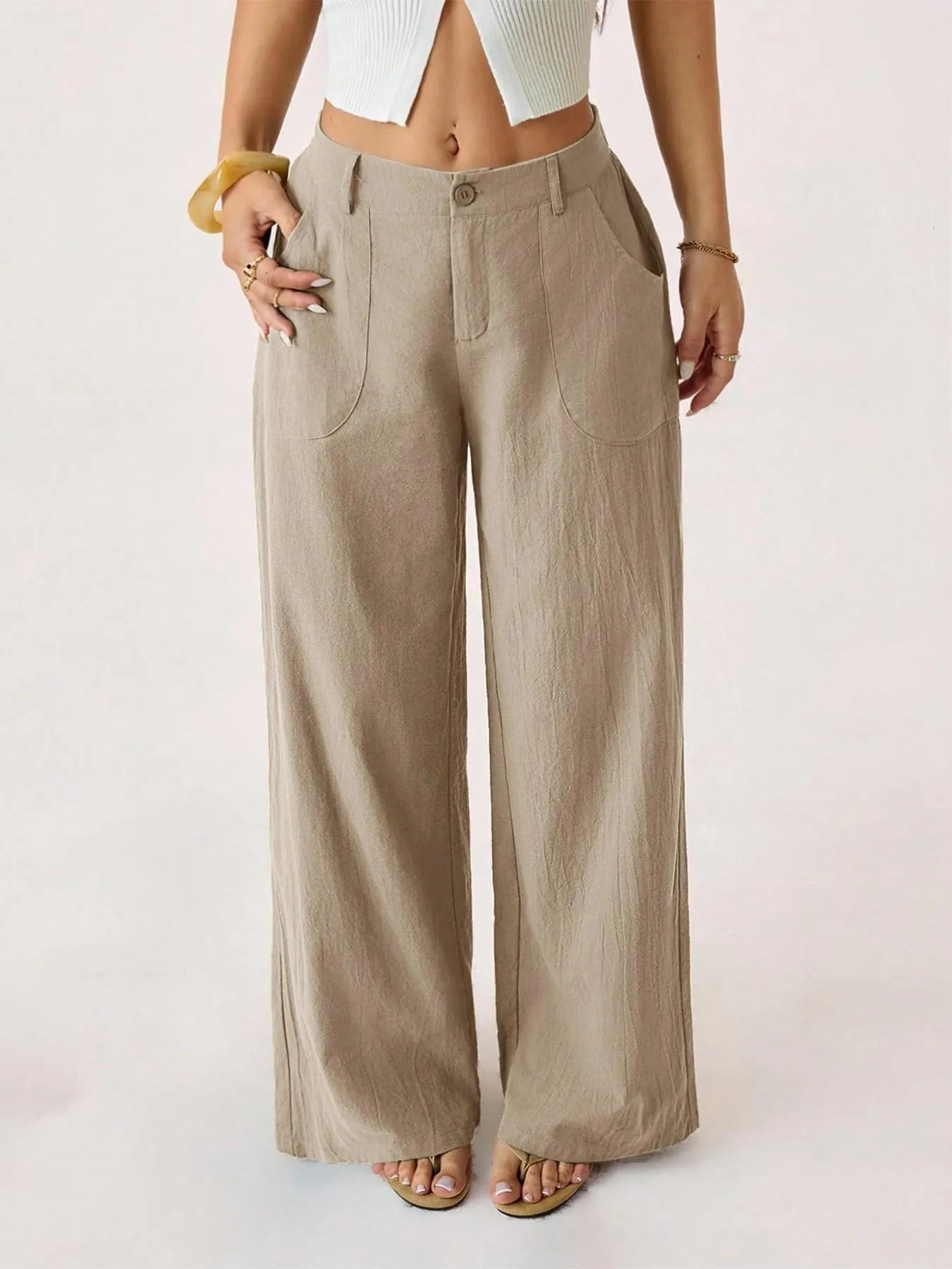 🔥Bestseller👖Women's High Waist Cotton Linen Wide Leg Pants