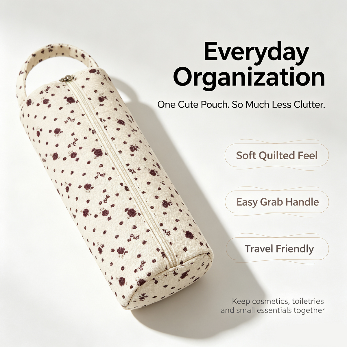 ✨ Quilted Travel Organizer Pouch – Cute, Spacious & Easy to Carry