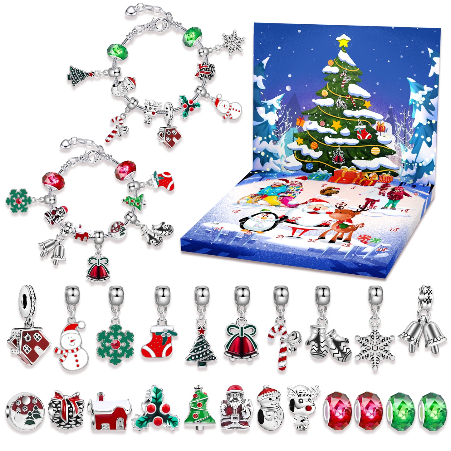 DIY 24 Days Christmas Countdown Calendar Bracelets Set