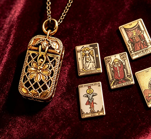 Vintage Tarot Locket Pendant Necklace🥳