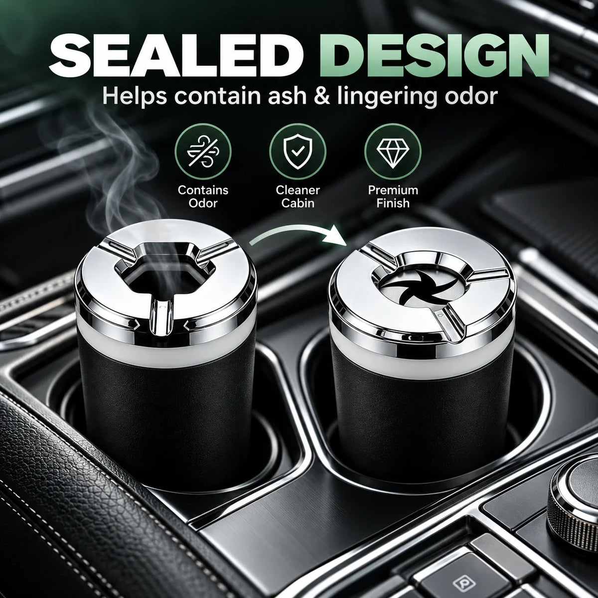 Vehicle-Mounted Rotating Sealed Lid Car Ashtray