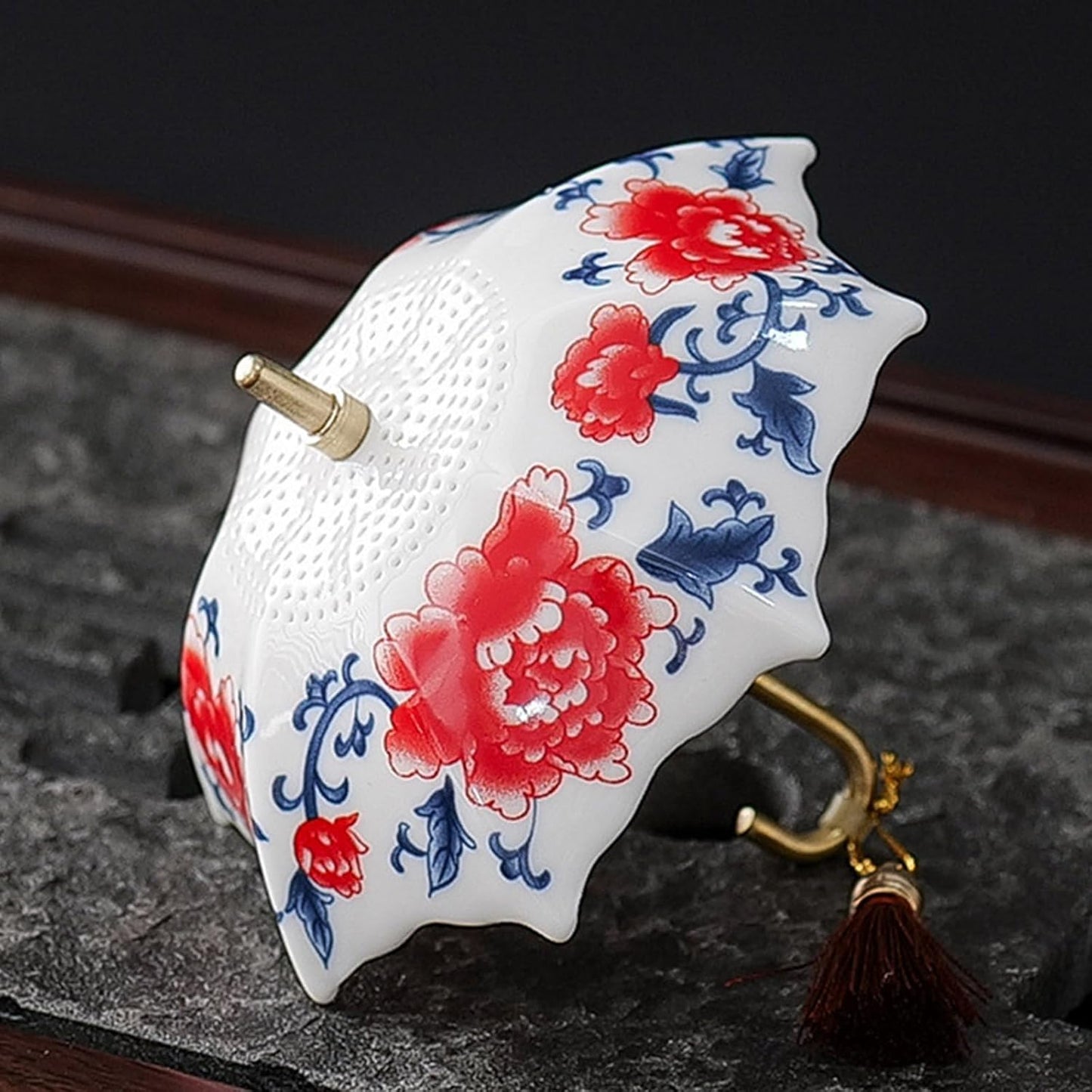 🍵 Five Thousand Years Blue and White Porcelain Umbrella Tea Infuser Set | Buy 2 Free Shipping