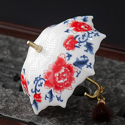 🍵 Five Thousand Years Blue and White Porcelain Umbrella Tea Infuser Set | Buy 2 Free Shipping