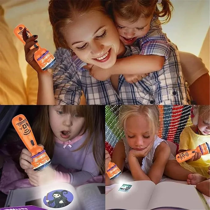 🔥HOT SALE 49% OFF -🎃👻Kids Halloween Christmas Projection Flashlight Toy – Create Magical Bedtime Stories With 24 Festive Light Slides