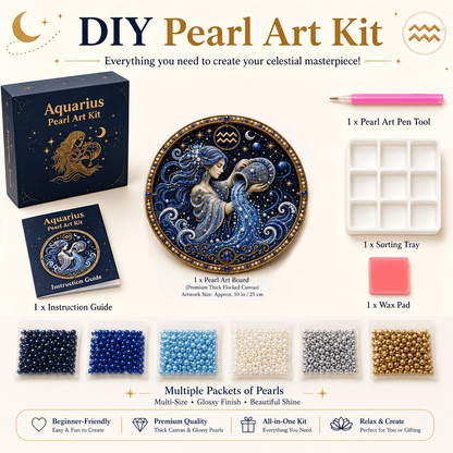 🔥49% OFF – ✨ Premium 3D Pearl 12 Zodiac Signs Art Kit | Luxury Flocked Canvas with Scratch-Resistant Non-Fading Pearl Beads DIY Handmade Astrology Decor ♈🌙💎