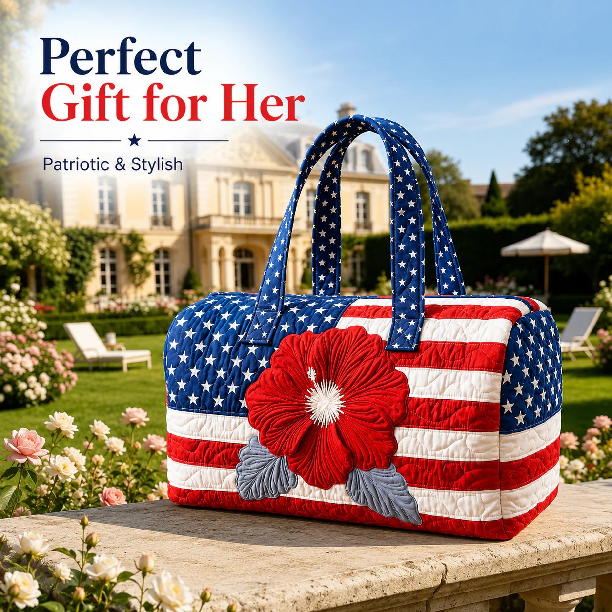 🔥HOT SALE 49% OFF🔥 Floral American Flag Travel Duffel🥳BUY 2 GET 10% OFF