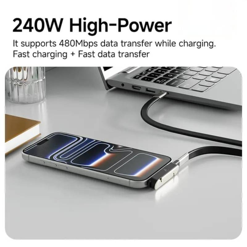 📢📢68% OFF!!⏰🔥🔥240W SuperCharge 360° Rotating Invisible Stand Detachable 2-in-1 Charging Cable