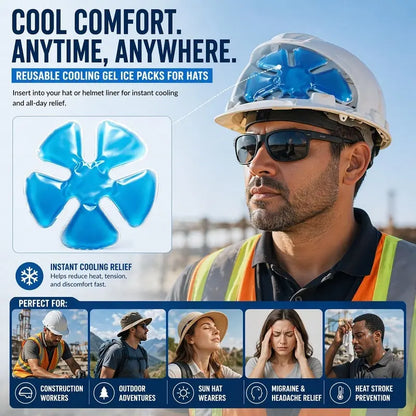 Reusable Cooling Gel Ice Packs for Hard Hats & Sun Hats