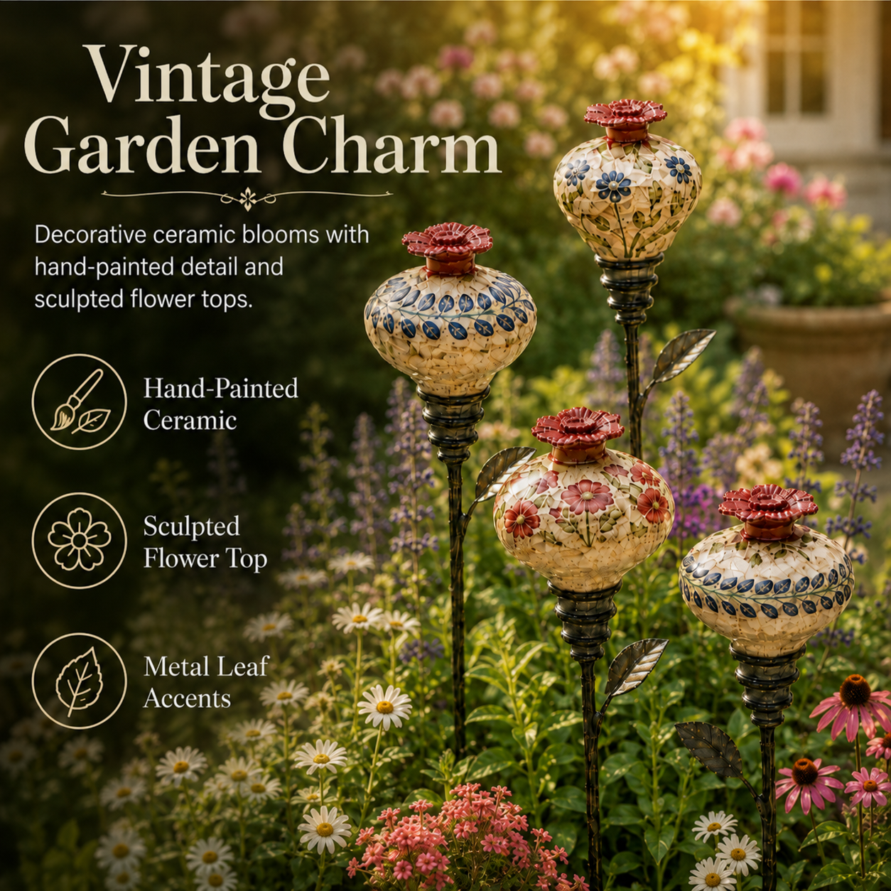 Retro hummingbird feeder garden pole
