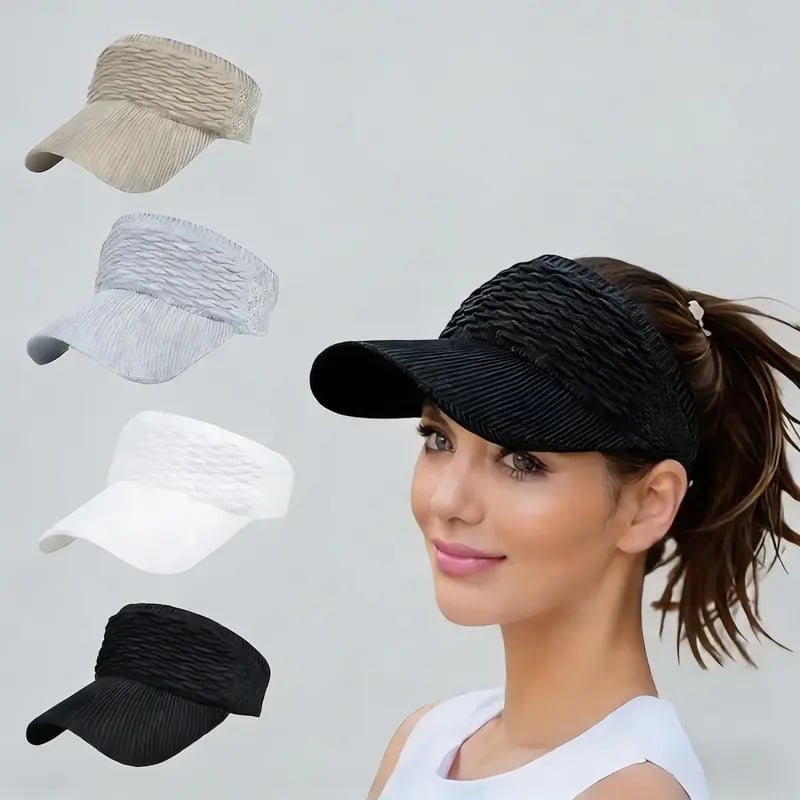 👒 Women's High Ponytail Sun Visor Hat – Breathable Open-Top UV Protection Cap for Running, Beach & Travel