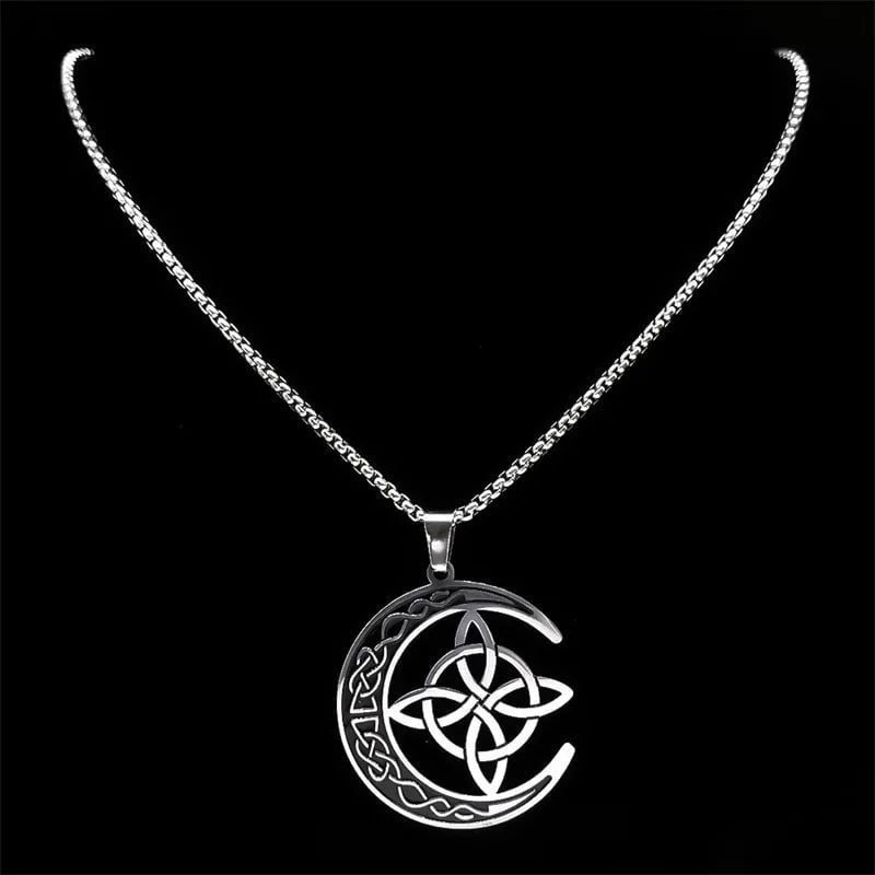 🥳🥳Celtic Knot Crescent Steel Pendant Necklace 🔥🔥Buy 2 Get 1 Free
