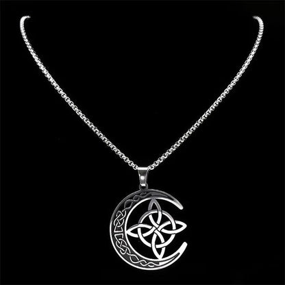 🥳🥳Celtic Knot Crescent Steel Pendant Necklace 🔥🔥Buy 2 Get 1 Free