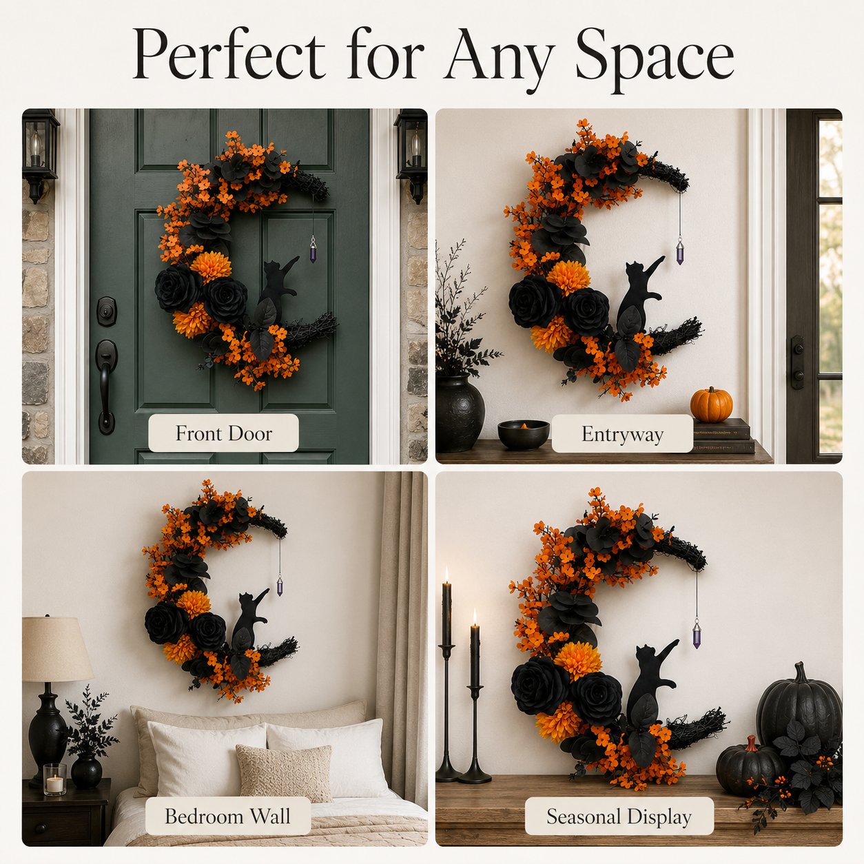 🐈‍⬛🌙Handmade Halloween Cat Wreath(📦Buy 2 Free Shipping)