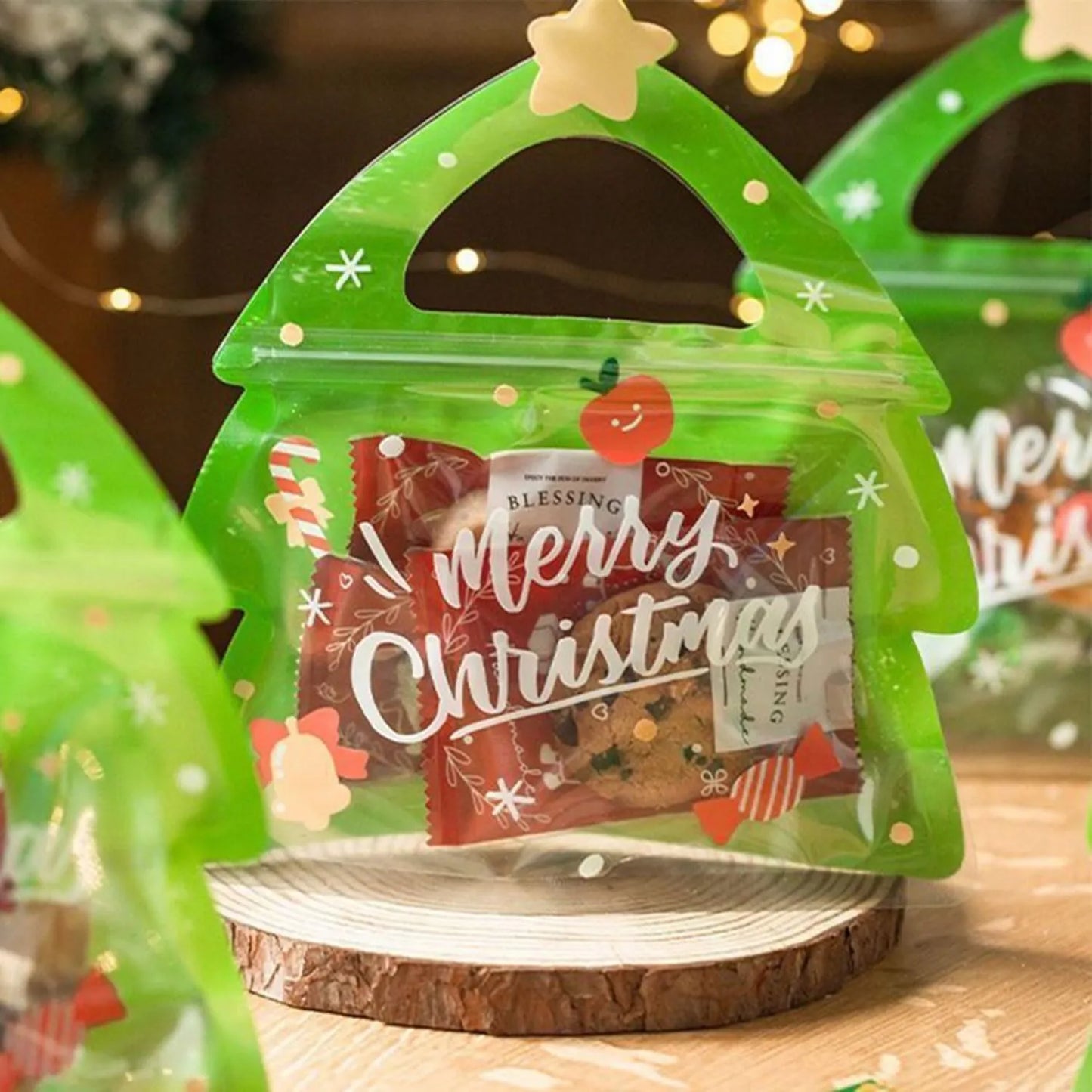 🎄Christmas Treat Bags, Kids Xmas Sealable Bags With Handle 10 PCS❄️