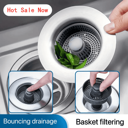 🔥New Upgraded Sink Bounce Core Drain Strainer