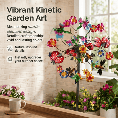 ☀️🌀Outdoors Wind Spinners with Decorative Flowers🌸(Includes bracket)80cm