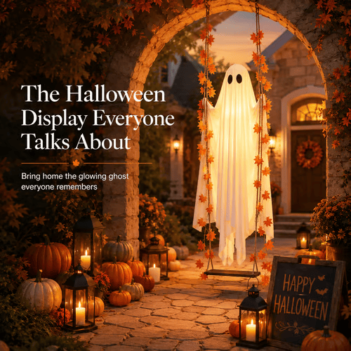 🔥Last Day 49% OFF - 71'' Spooky Hanging Ghost Porch Swing Ornament
