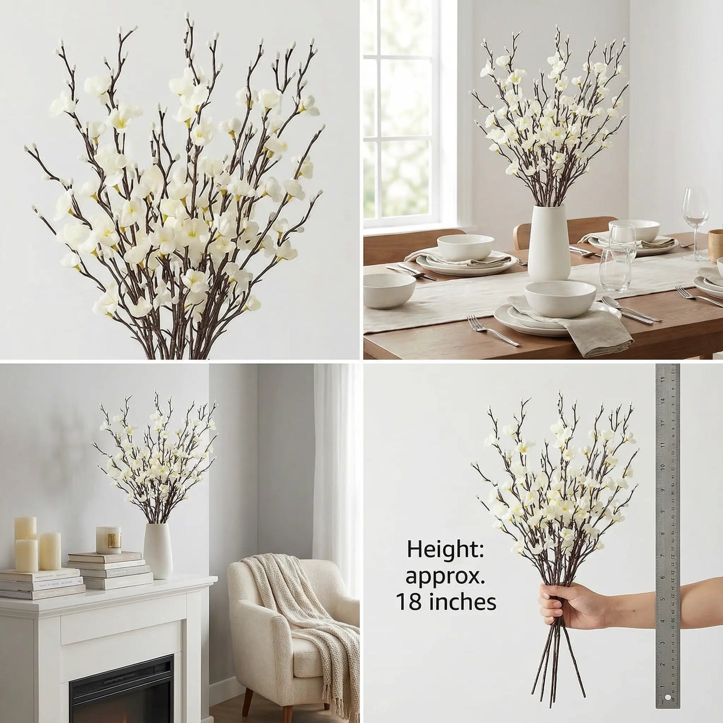 🌸 Artificial Plum Blossom Branches – Realistic Silk Flower Decor