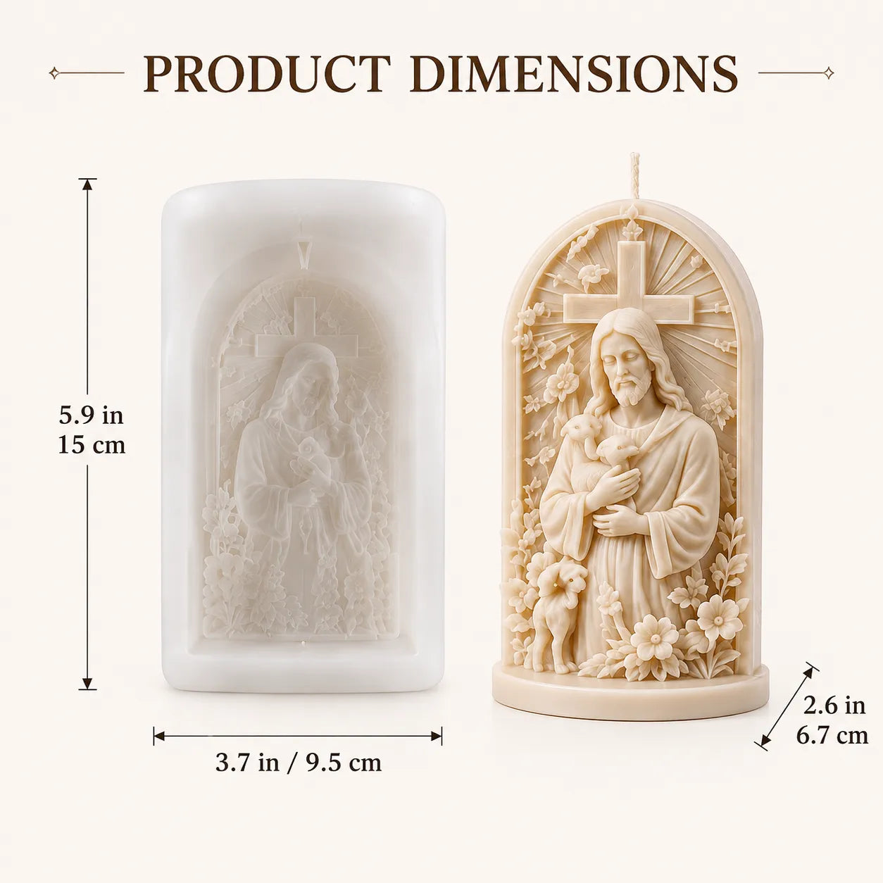 ⏳49% OFF – ✝️ Good Shepherd Jesus 3D Candle Mold Set