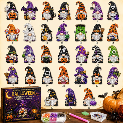 🔥LAST DAY 60% OFF - 🎃✨ 31 Days of Gnome Surprises Halloween Diamond Painting Advent Calendar