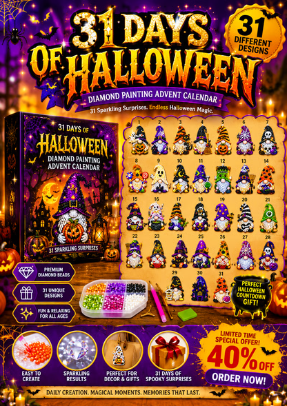 🔥LAST DAY 60% OFF - 🎃✨ 31 Days of Gnome Surprises Halloween Diamond Painting Advent Calendar