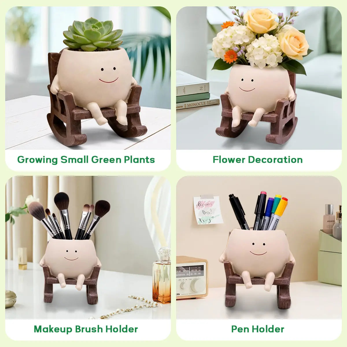 Cartoon Chair Design Resin Vases with Drain Hole