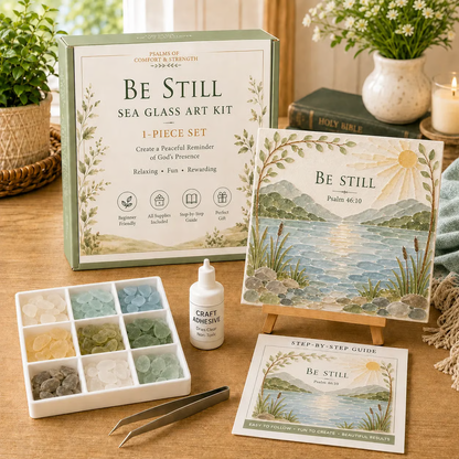 📦Limited Stock✝️ Psalms of Comfort & Strength Sea Glass Art Kit🎁The joy of handicrafts awaits your exploration❤️