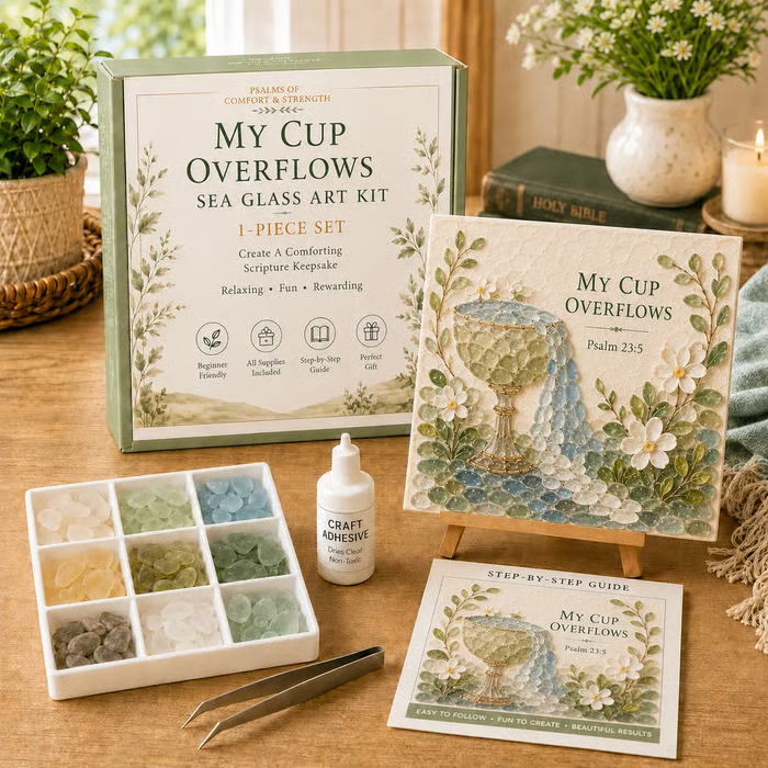 📦Limited Stock✝️ Psalms of Comfort & Strength Sea Glass Art Kit🎁The joy of handicrafts awaits your exploration❤️