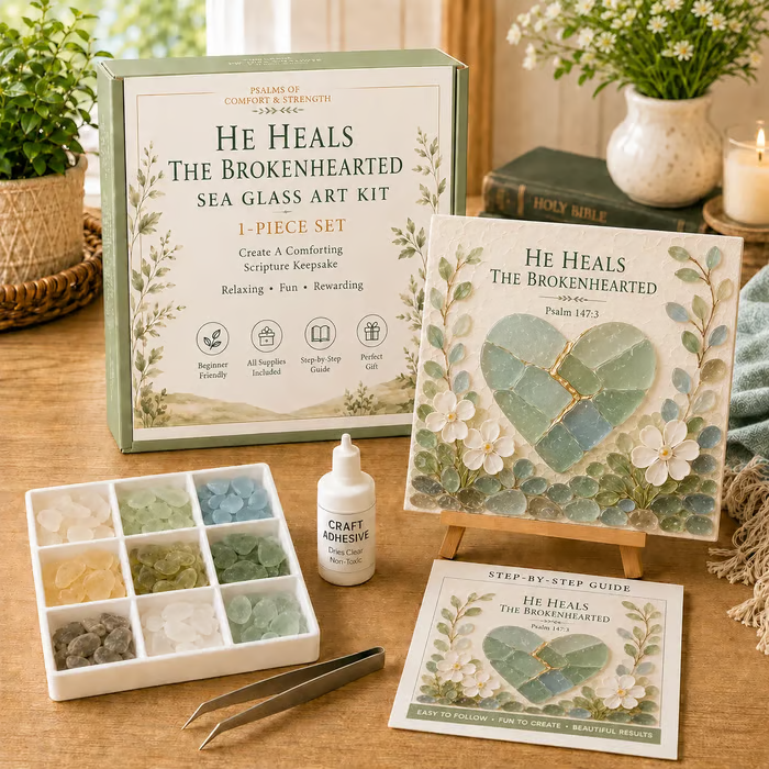 📦Limited Stock✝️ Psalms of Comfort & Strength Sea Glass Art Kit🎁The joy of handicrafts awaits your exploration❤️