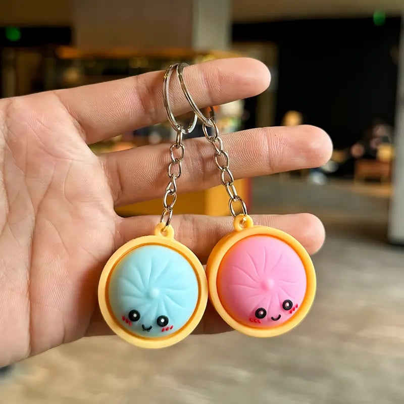 Buy 1 get 1 free!🥟Cute Dumpling Pressable Fidget Keychain-touch sensing light