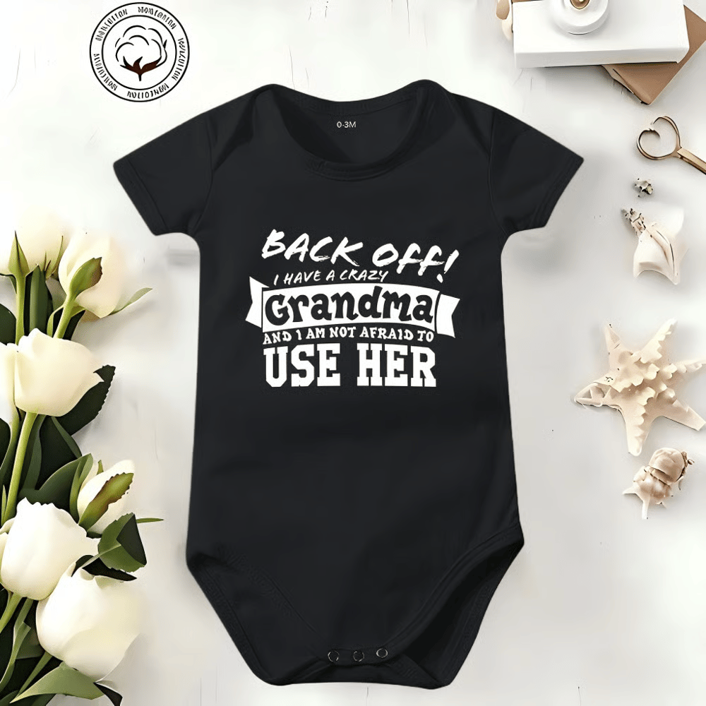 🔥Hot Sale 49% off🌟👶 "Back Off! I Have a Crazy Grandpa" Cute Cotton Baby Bodysuit