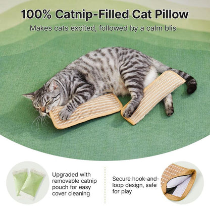 🔥Natural Sisal Catnip Kicker Toy & Dental Pillow